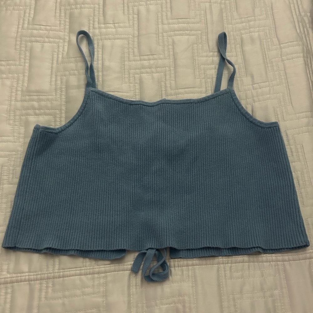 Kendall and Kylie blue tie crop top